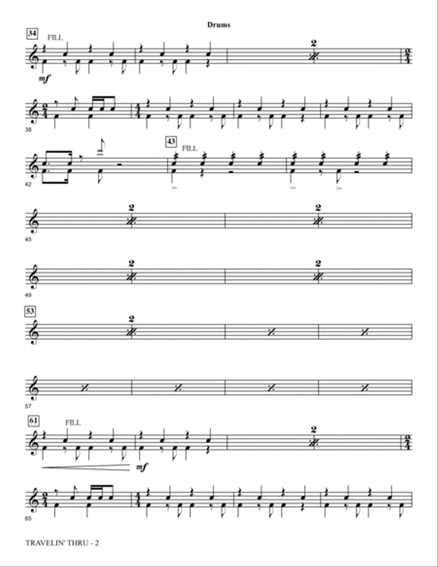 Travelin' Thru - Drum Set Choir scores gallery preview page 2