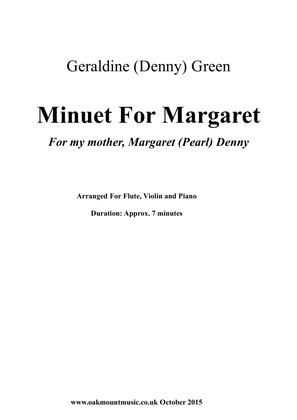 Book cover for Minuet For Margaret. (Flute, Violin and Piano Arrangement)