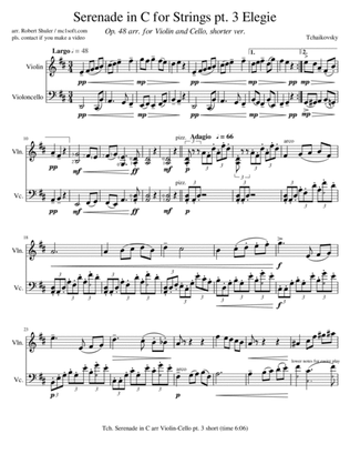 Serenade in C for Strings pt 3 Elegie for Violin & Cello