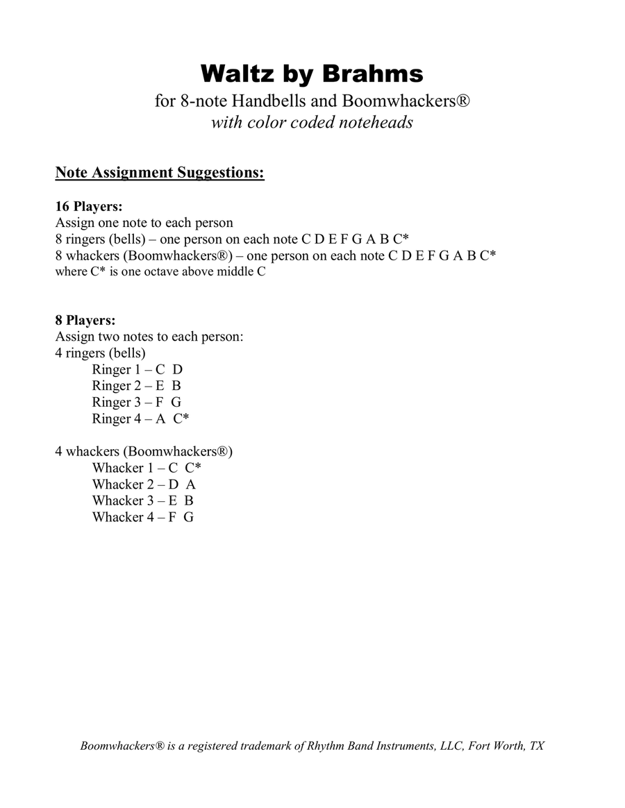 Waltz for 8-note Bells and Boomwhackers® (with Color Coded Notes) Handbell Choir scores gallery preview page 3