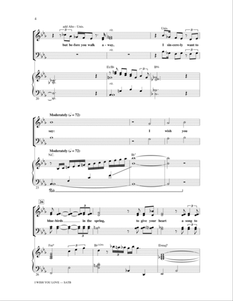 I Wish You Love (arr. Ed Lojeski) 4-Part scores gallery preview page 3