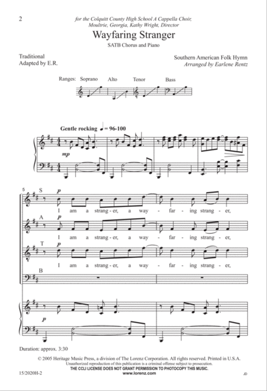 Wayfaring Stranger 4-Part scores gallery preview page 2
