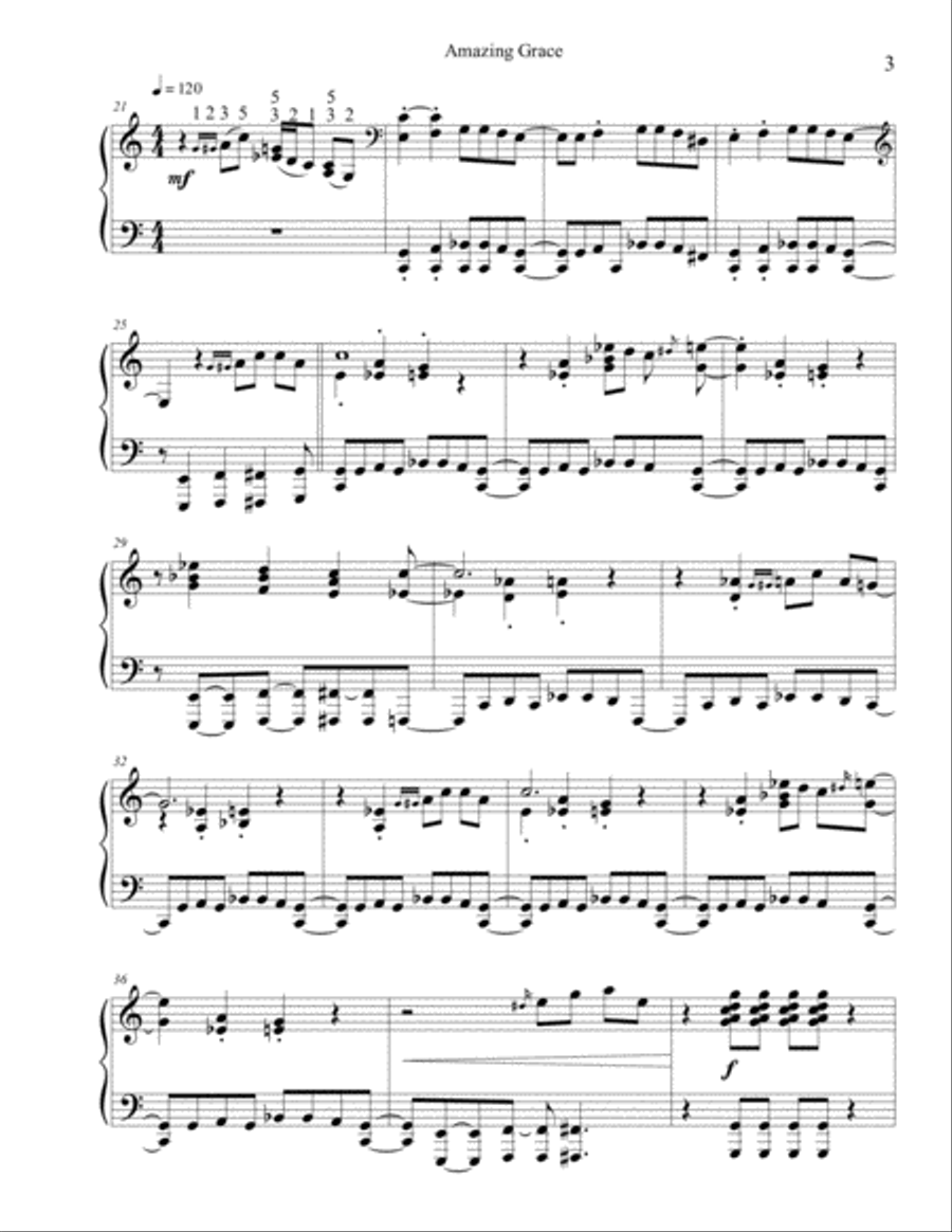 Amazing Grace Amazing Grace Piano Solo scores gallery preview page 3
