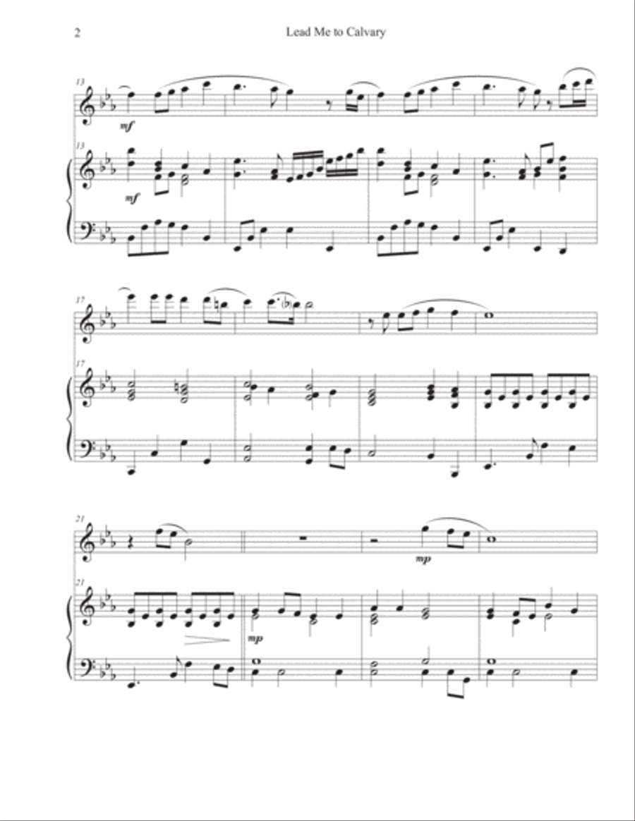Lead Me to Calvary (Flute-Piano) Flute Solo scores gallery preview page 2