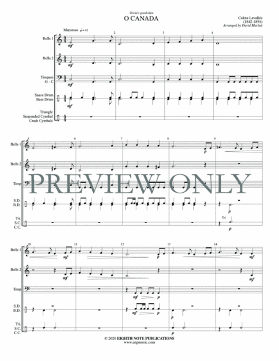 O Canada O Canada Percussion Ensemble scores gallery preview page 3