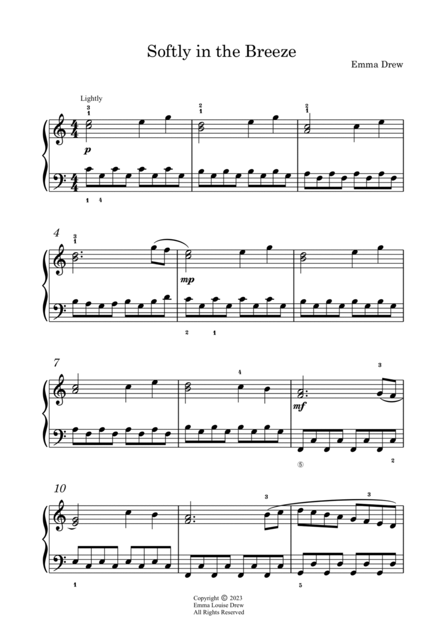 Softly in the Breeze Piano Solo scores gallery preview page 1