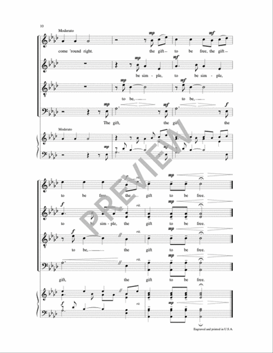 The Gift to Be Simple 4-Part scores gallery preview page 4