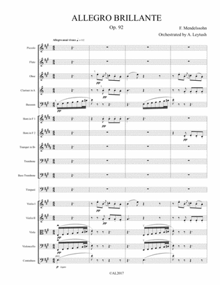 F. Mendelssohn - ALLEGRO BRILLANTE, Op.92, Orchestrated by A. Leytush
