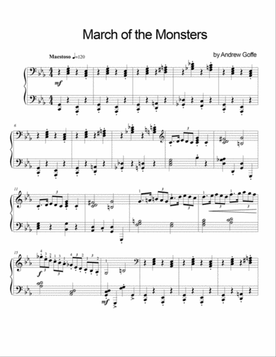 March of the Monsters March of the Monsters Piano Solo scores gallery preview page 1