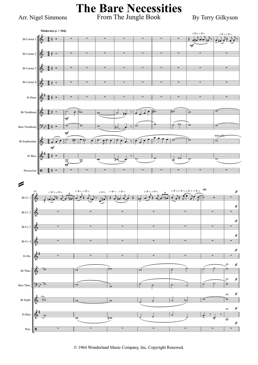 The Bare Necessities Brass Ensemble scores gallery preview page 1