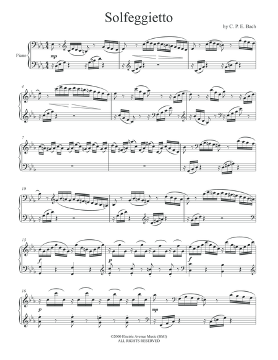 Solfeggietto (CPE Bach) 2-Piano Version (Jeffrey Reid Baker) 2nd Piano Piano scores gallery preview page 2