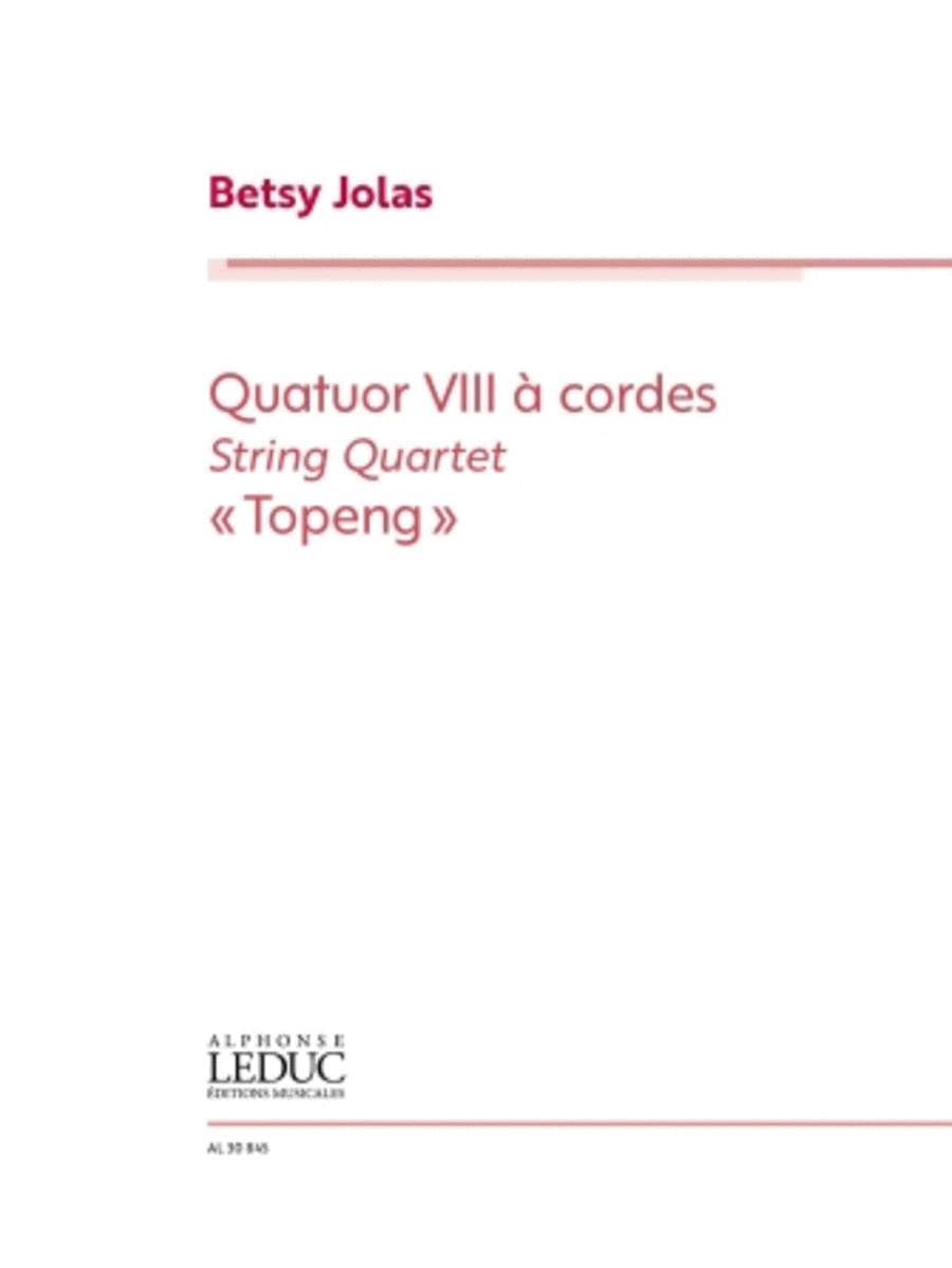 String Quartet No. 8 ?Topeng? (Score and Parts)