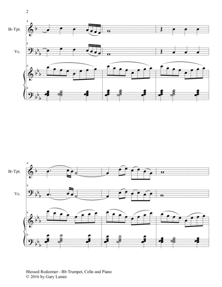 3 FAVORITE HYMNS (Trio - Bb Trumpet, Cello & Piano with Score/Parts) image number null