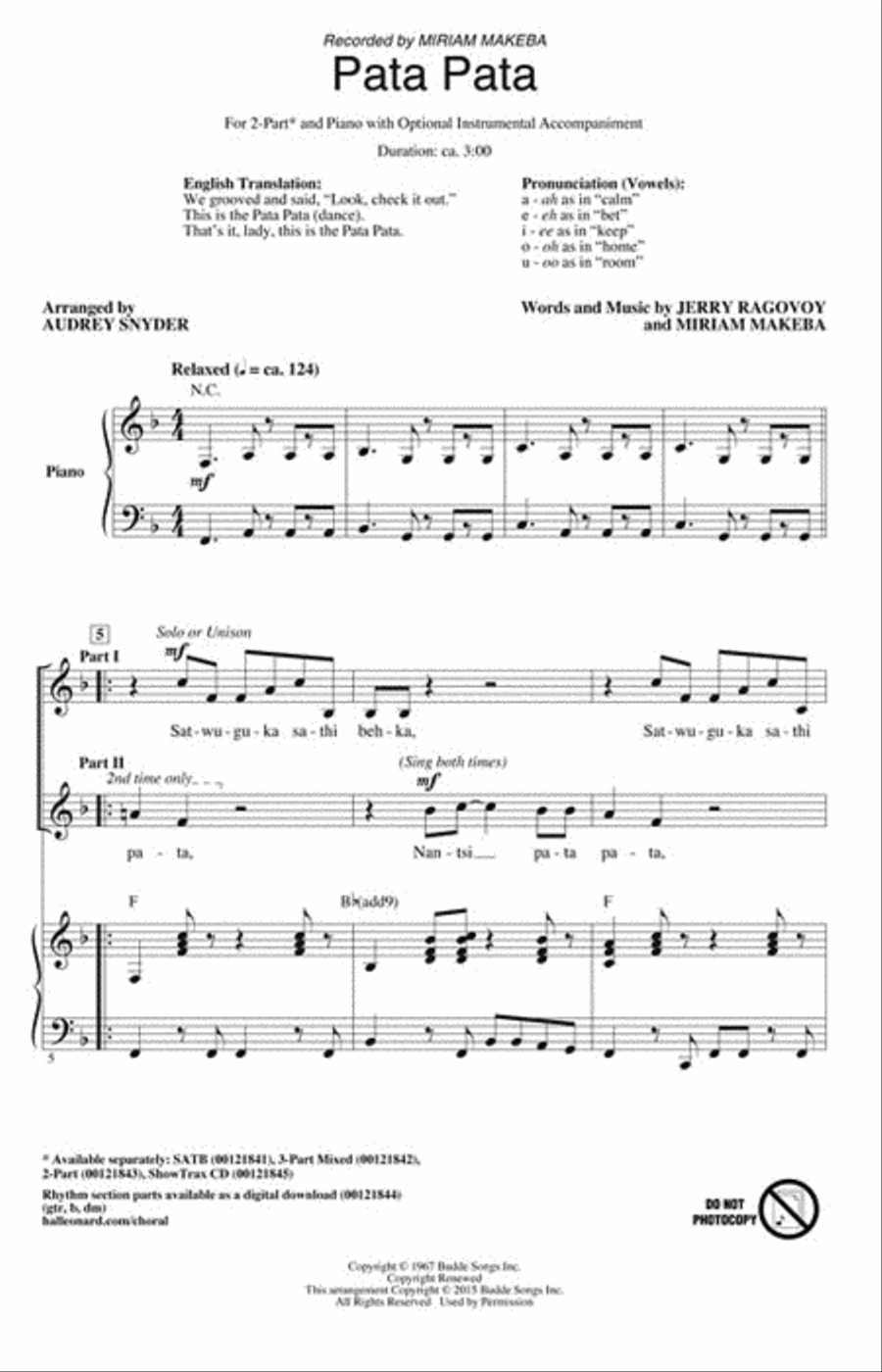 Pata Pata Pata Pata 2-Part scores gallery preview page 2