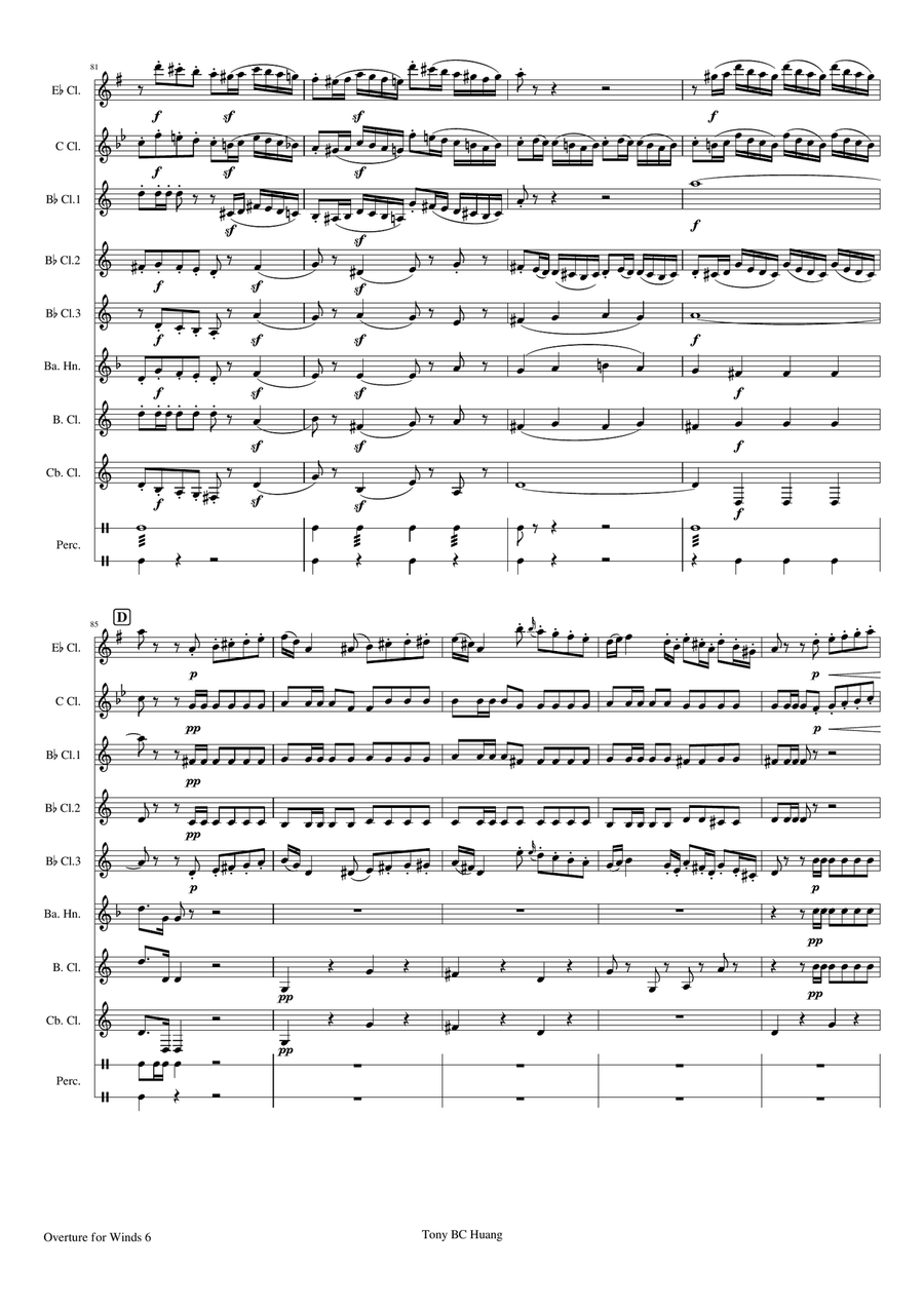Mendelssohn: Overture for Winds Op.24 for Clarinet Choir Clarinet Choir scores gallery preview page 6