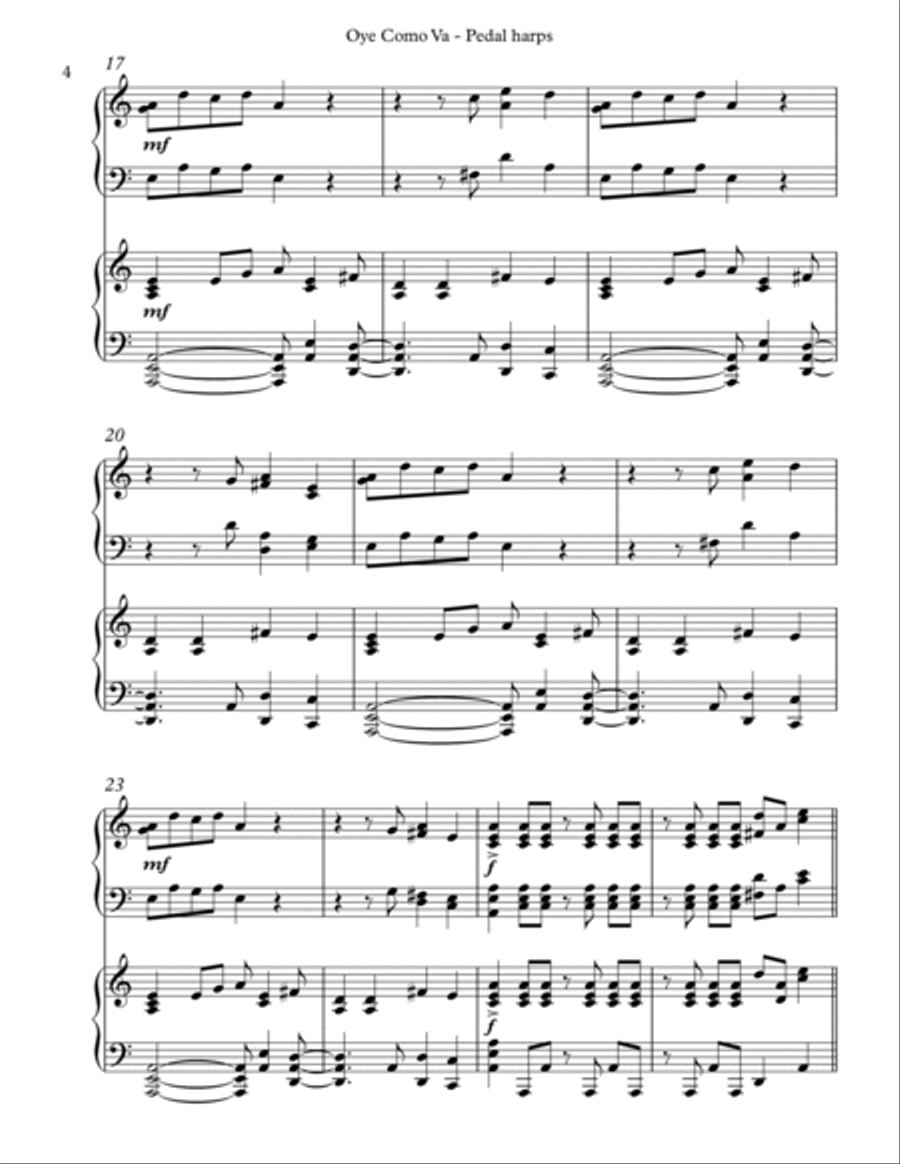 Oye Como Va Pedal Harp scores gallery preview page 4