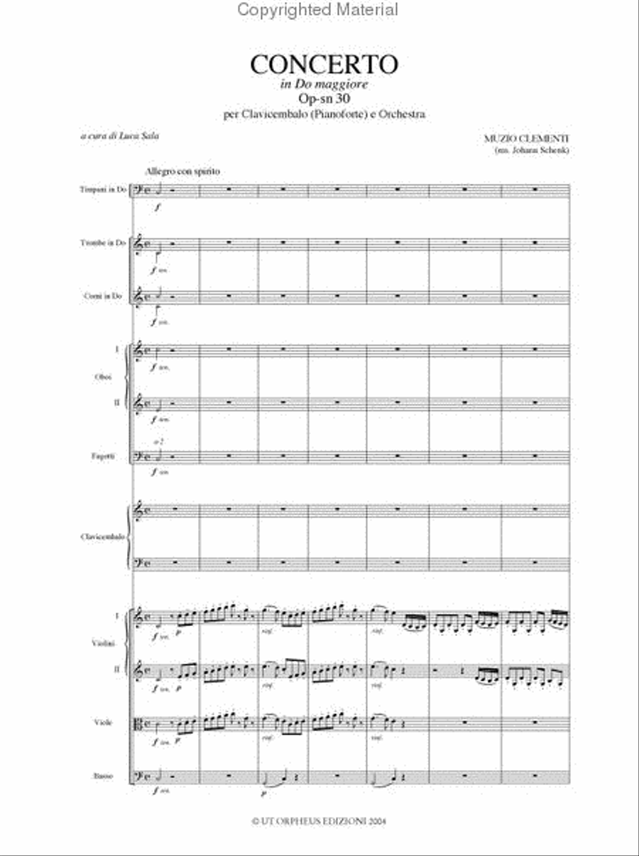 Concerto Op-sn 30 in C Major for Piano and Orchestra (ms. Johann Schenk, 1796) Orchestra scores gallery preview page 2