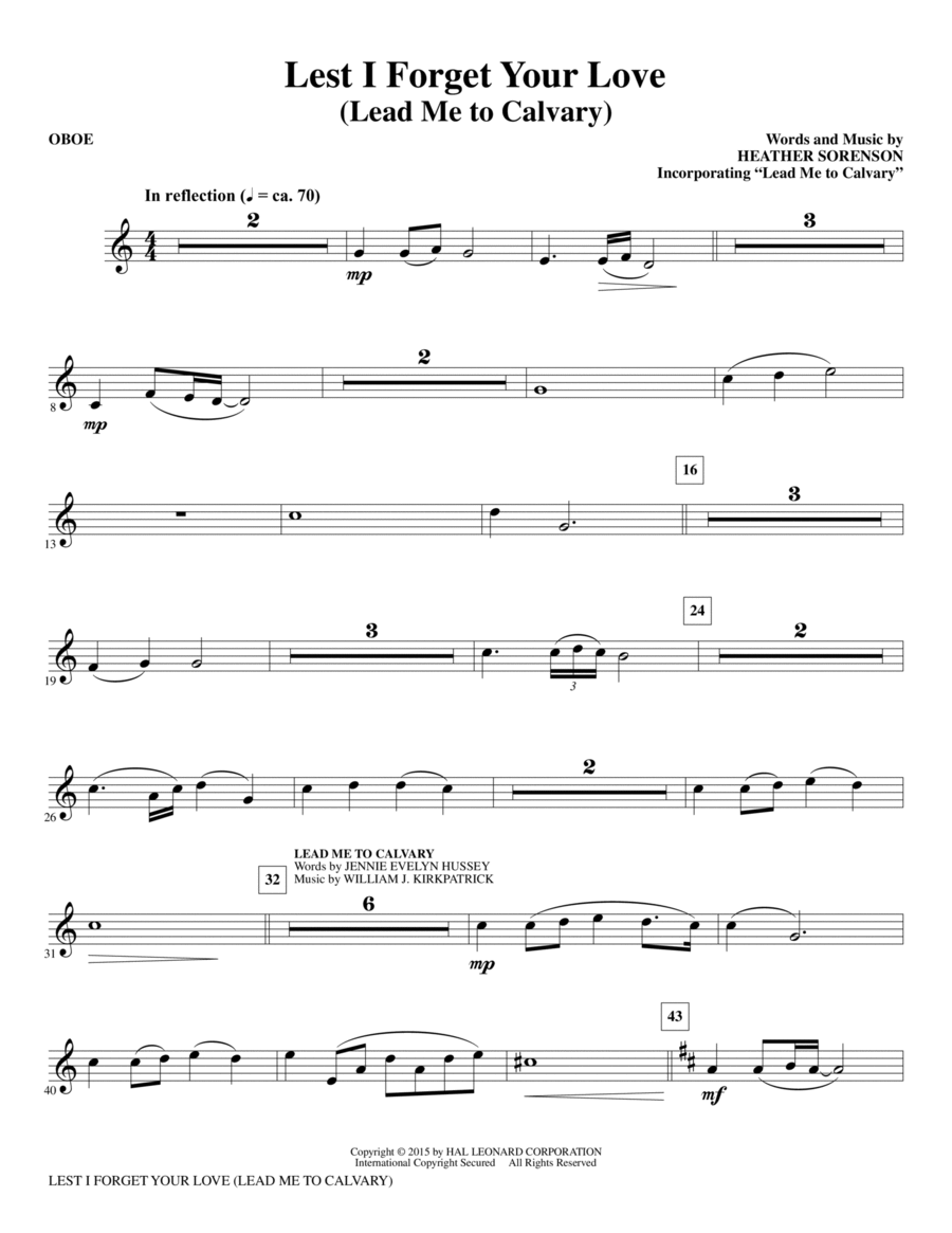 Lest I Forget Your Love - Oboe Choir scores gallery preview page 1