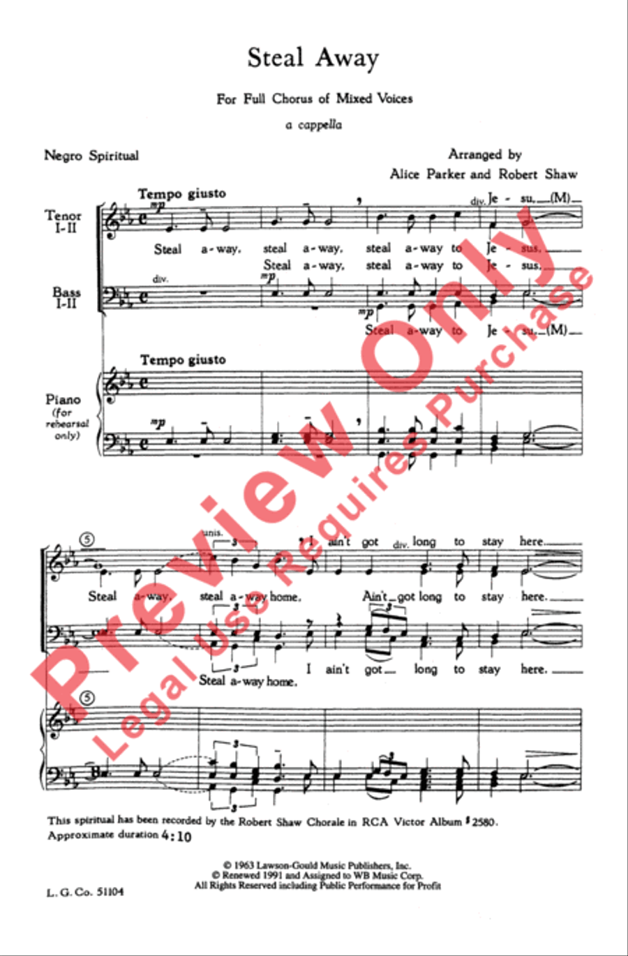 Steal Away 4-Part scores gallery preview page 2
