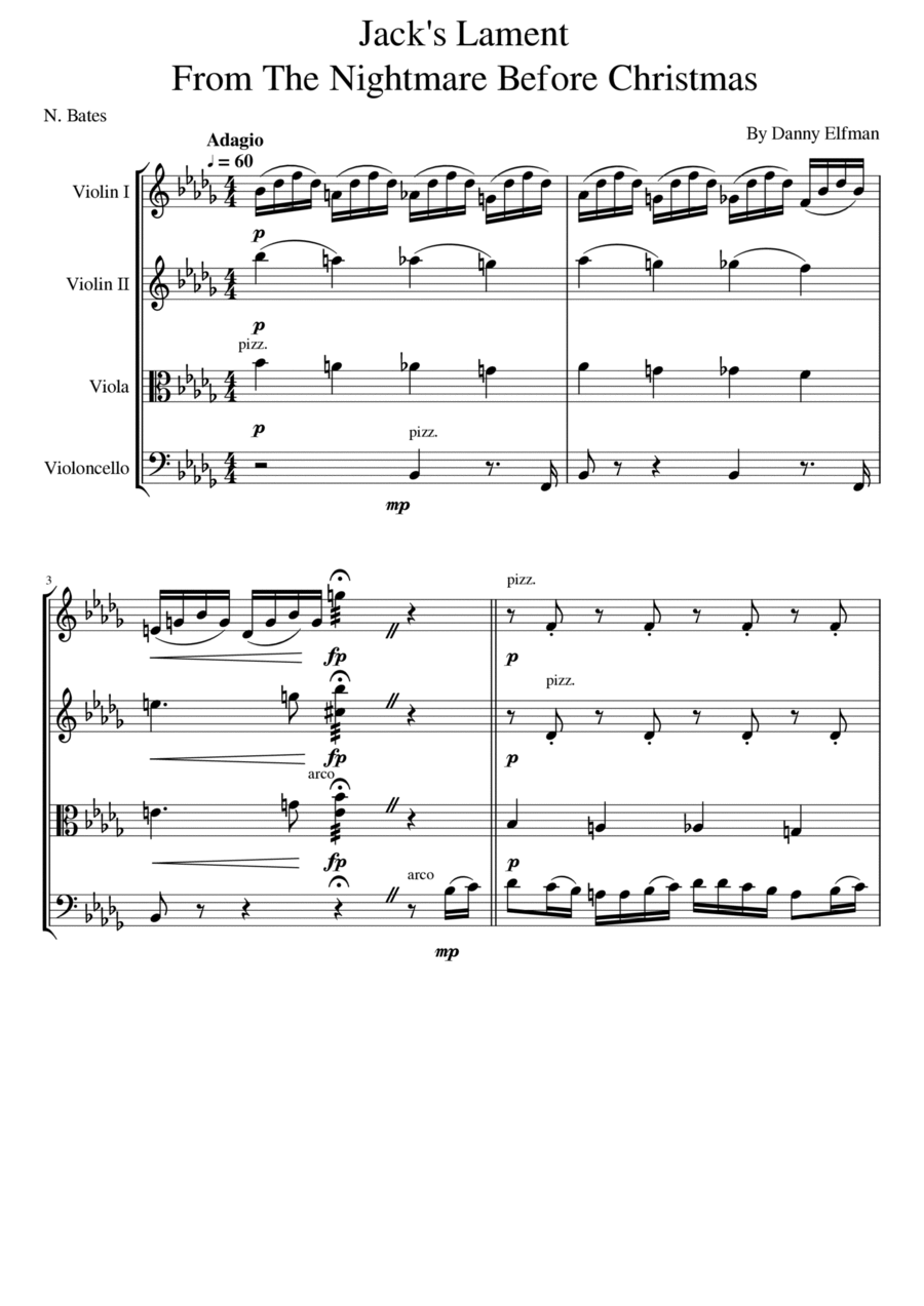 Jack s Lament by Danny Elfman String Quartet Digital Sheet Music Sheet Music Plus