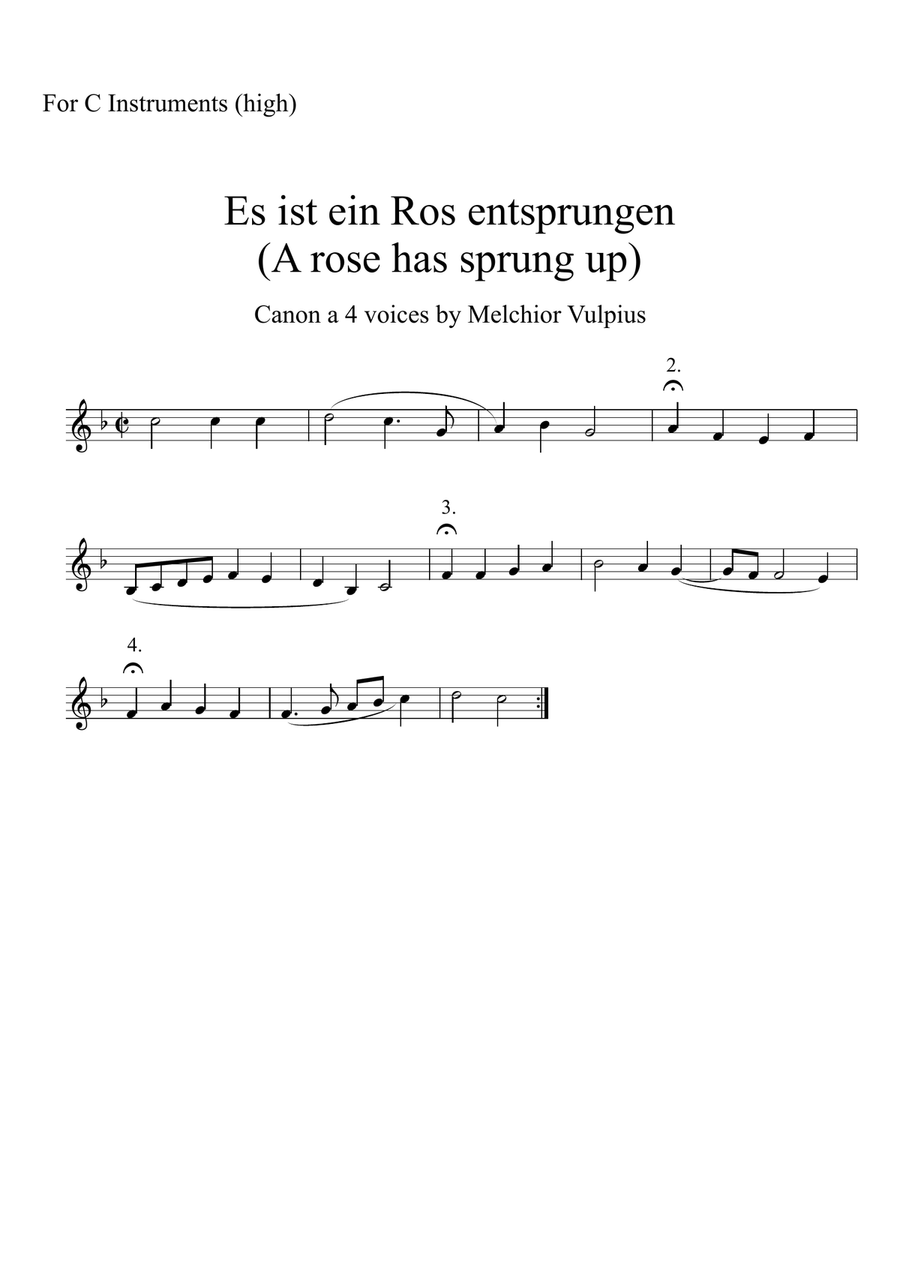 Es ist ein Ros entsprungen (A rose has sprung up) Canon Es ist ein Ros entsprungen (A rose has sprung up) Canon Large Ensemble scores gallery preview page 2