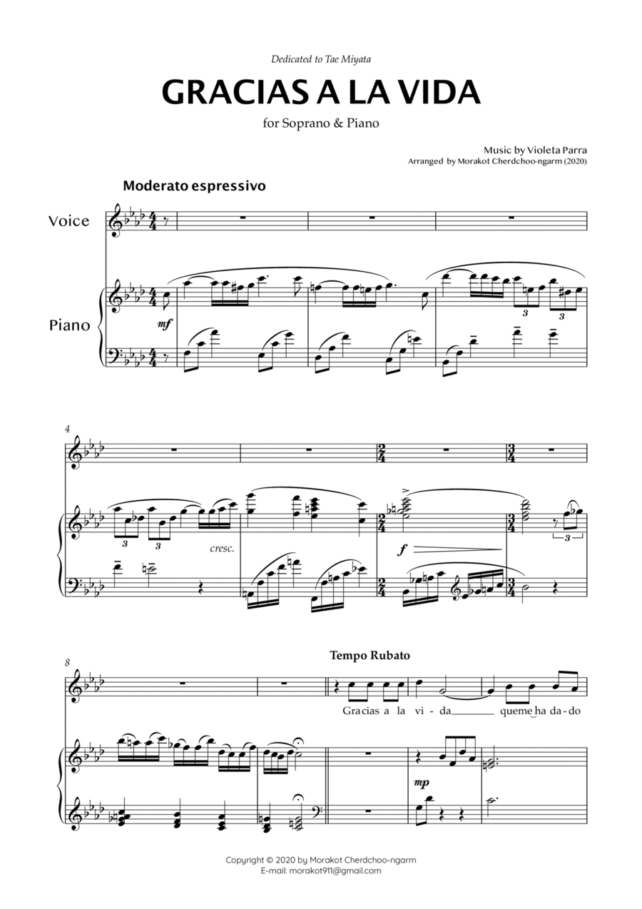 Gracias A La Vida Voice scores gallery preview page 1