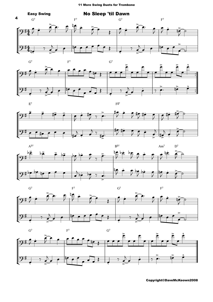 11 More Swing Duets for Trombone Trombone Duet scores gallery preview page 4