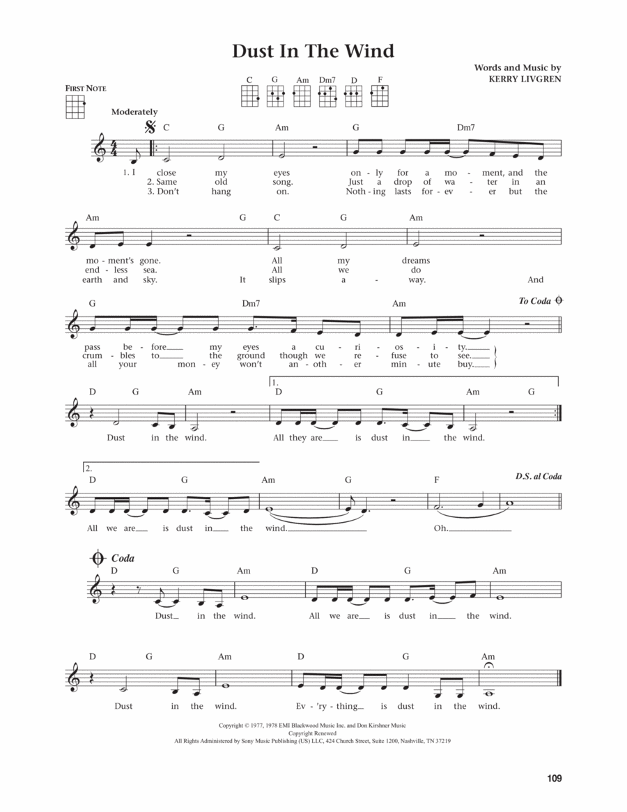 Dust In The Wind (from The Daily Ukulele) (arr. Jim Beloff) Ukulele scores gallery preview page 1