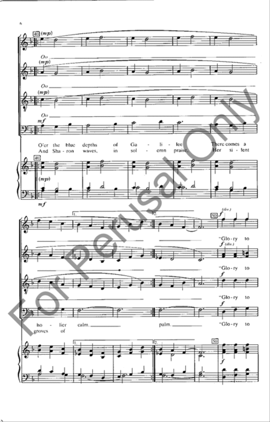 Calm On The List'ning Ear Of Night 4-Part scores gallery preview page 6