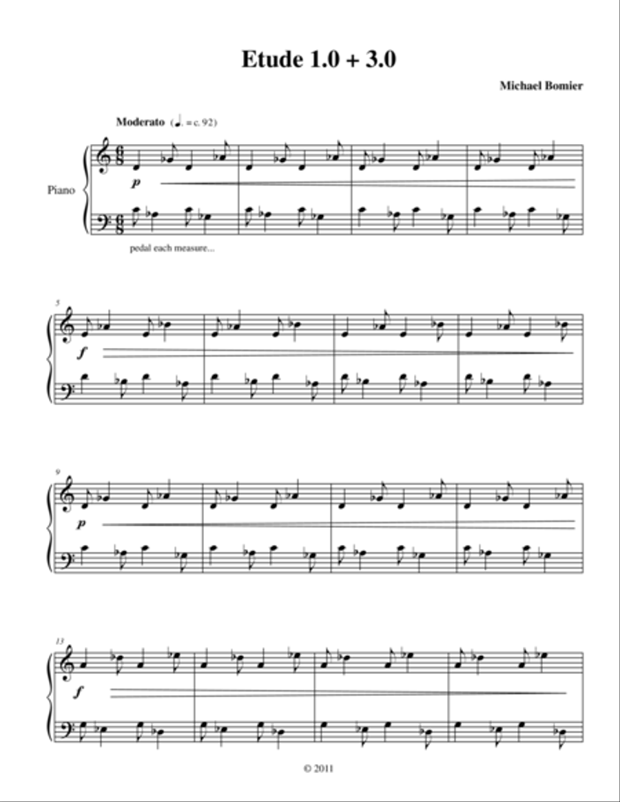 Etude 1.0 + 3.0 for Piano Solo from 25 Etudes using Symmetry, Mirroring and Intervals Piano Method scores gallery preview page 1