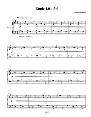 Etude 1.0 + 3.0 for Piano Solo from 25 Etudes using Symmetry, Mirroring and Intervals