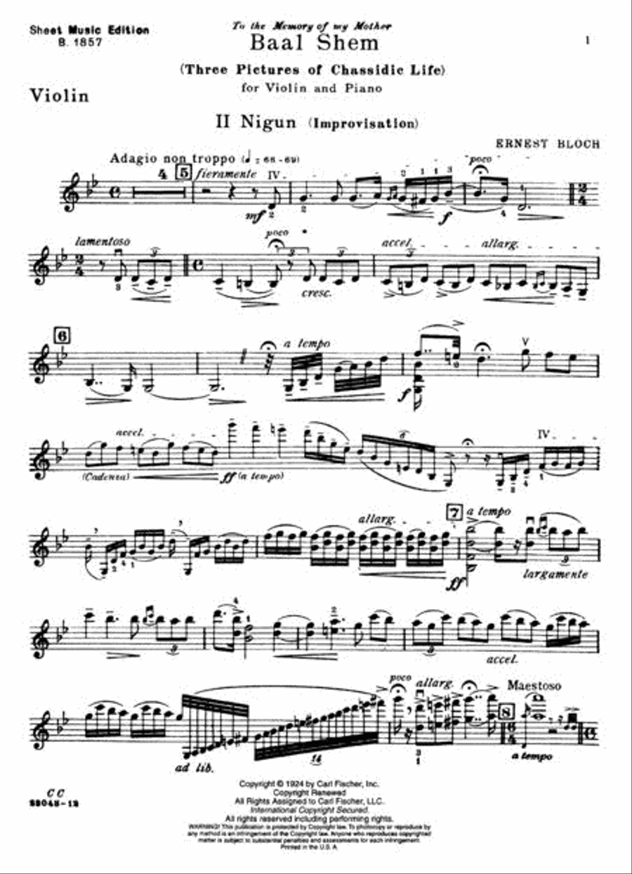 Nigun (Improvisation) No. 2 from 'Baal Shem' Violin Solo scores gallery preview page 3