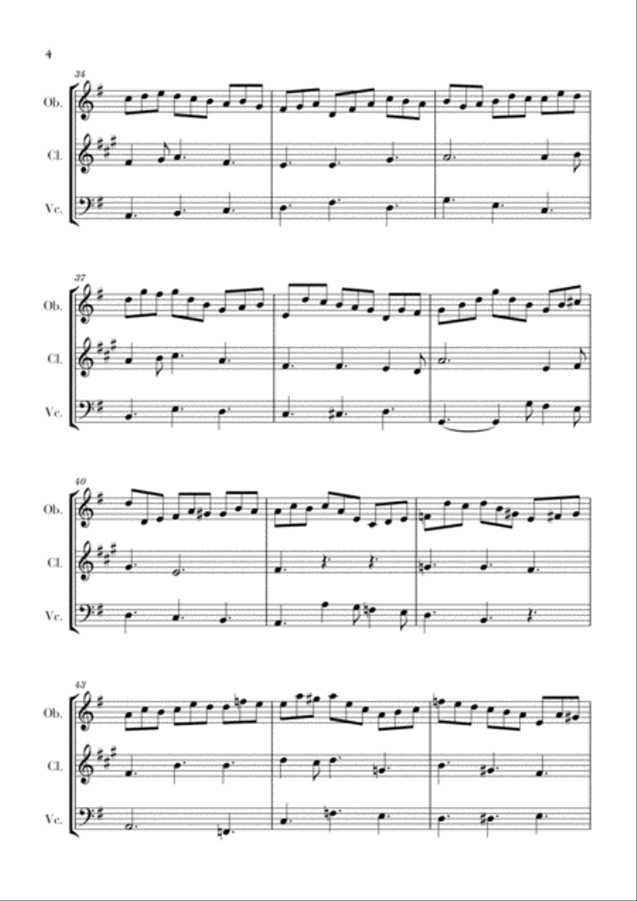 Bach - Jesu, Joy of Man's Desiring for Oboe, Clarinet and Cello Small Ensemble scores gallery preview page 4