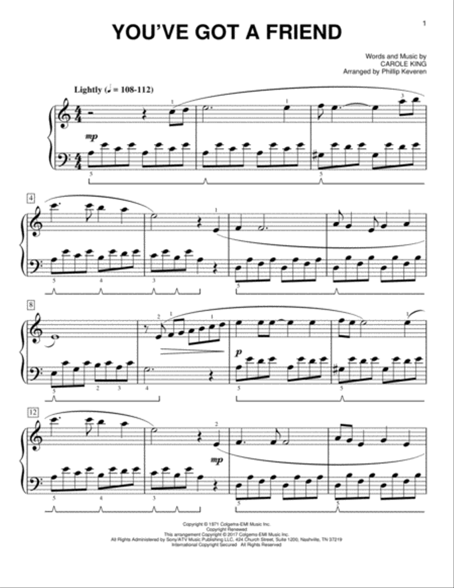 Book cover for You've Got A Friend [Classical version] (arr. Phillip Keveren)