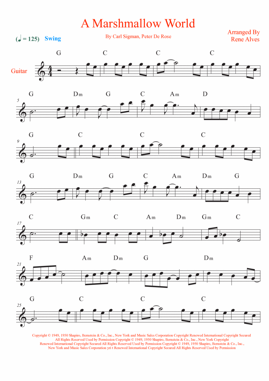 A Marshmallow World A Marshmallow World Electric Guitar scores gallery preview page 1