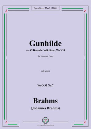 Book cover for Brahms-Gunhilde,WoO 33 No.7,in f minor,for Voice&Piano