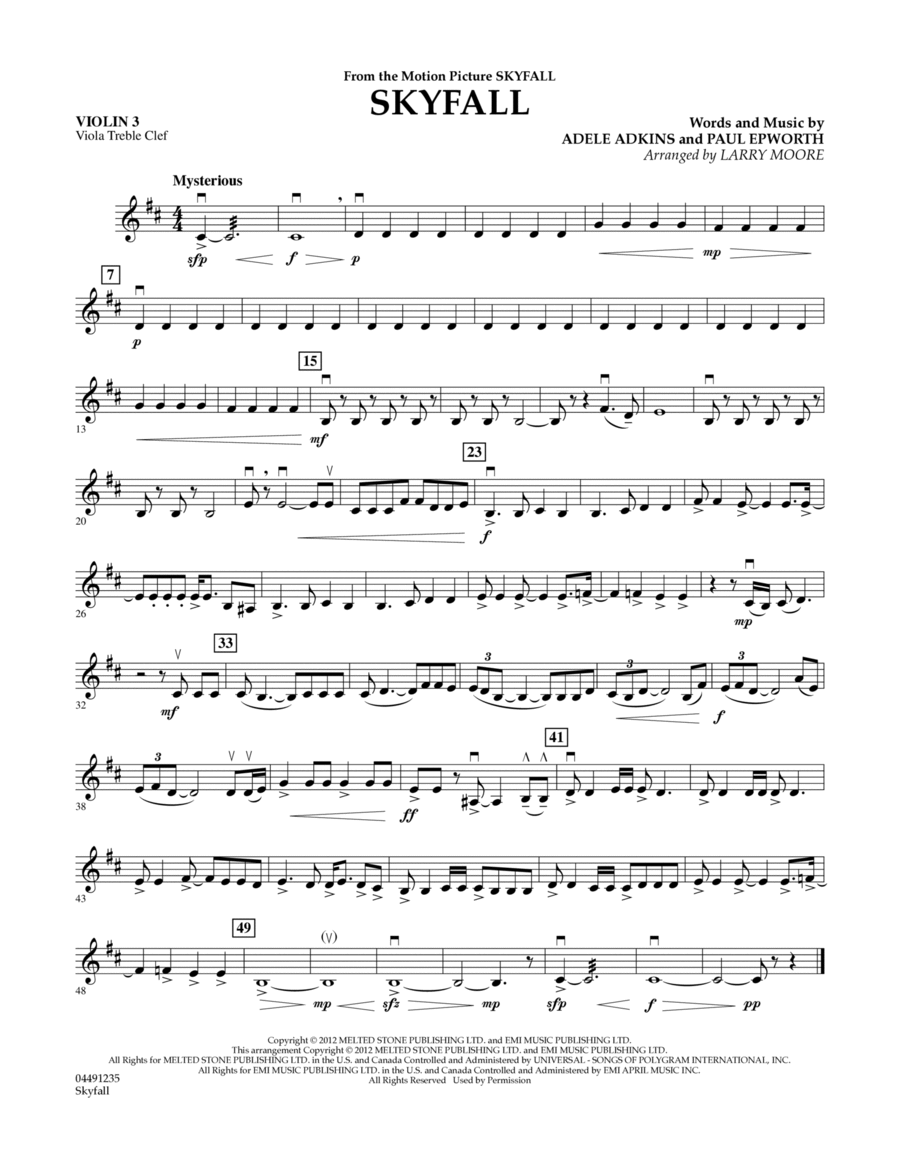 Skyfall - Violin 3 (Viola Treble Clef)