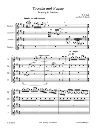 Tocatta and Fugue: formerly in D minor - Clarinet Quartet
