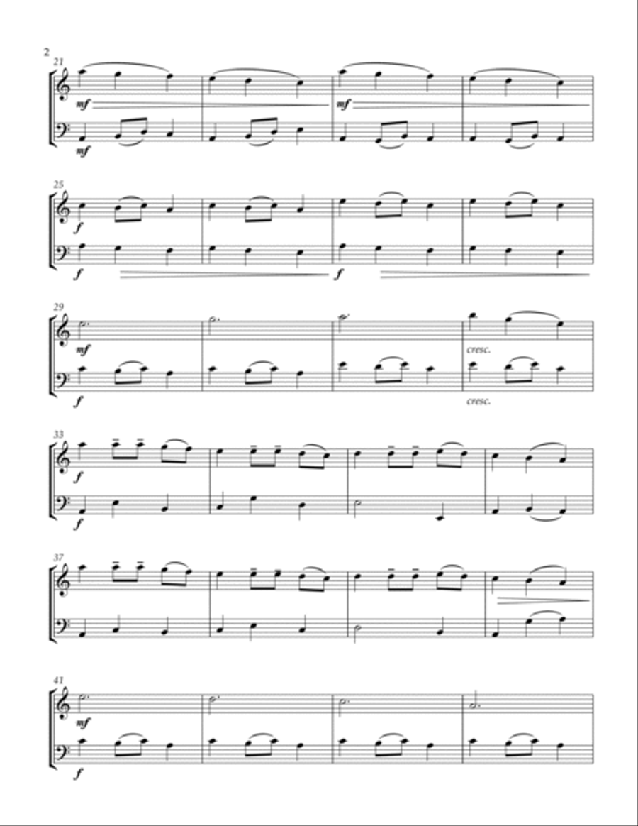 Carol of the Bells Violin and Cello String Duet scores gallery preview page 2