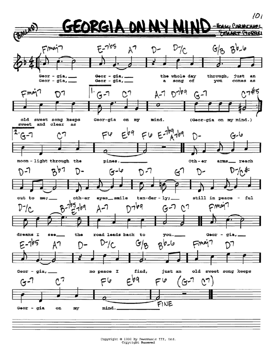 Georgia On My Mind Georgia On My Mind Voice scores gallery preview page 1