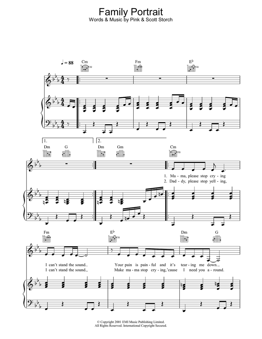 Family Portrait Piano, Vocal, Guitar scores gallery preview page 1