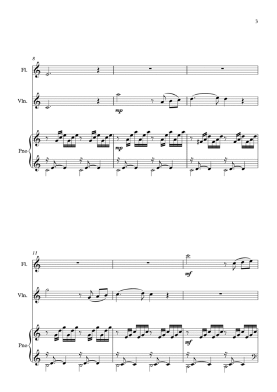 Ave Maria (Gounod - Bach) for Violin, Flute, Piano - Score Only Small Ensemble scores gallery preview page 3