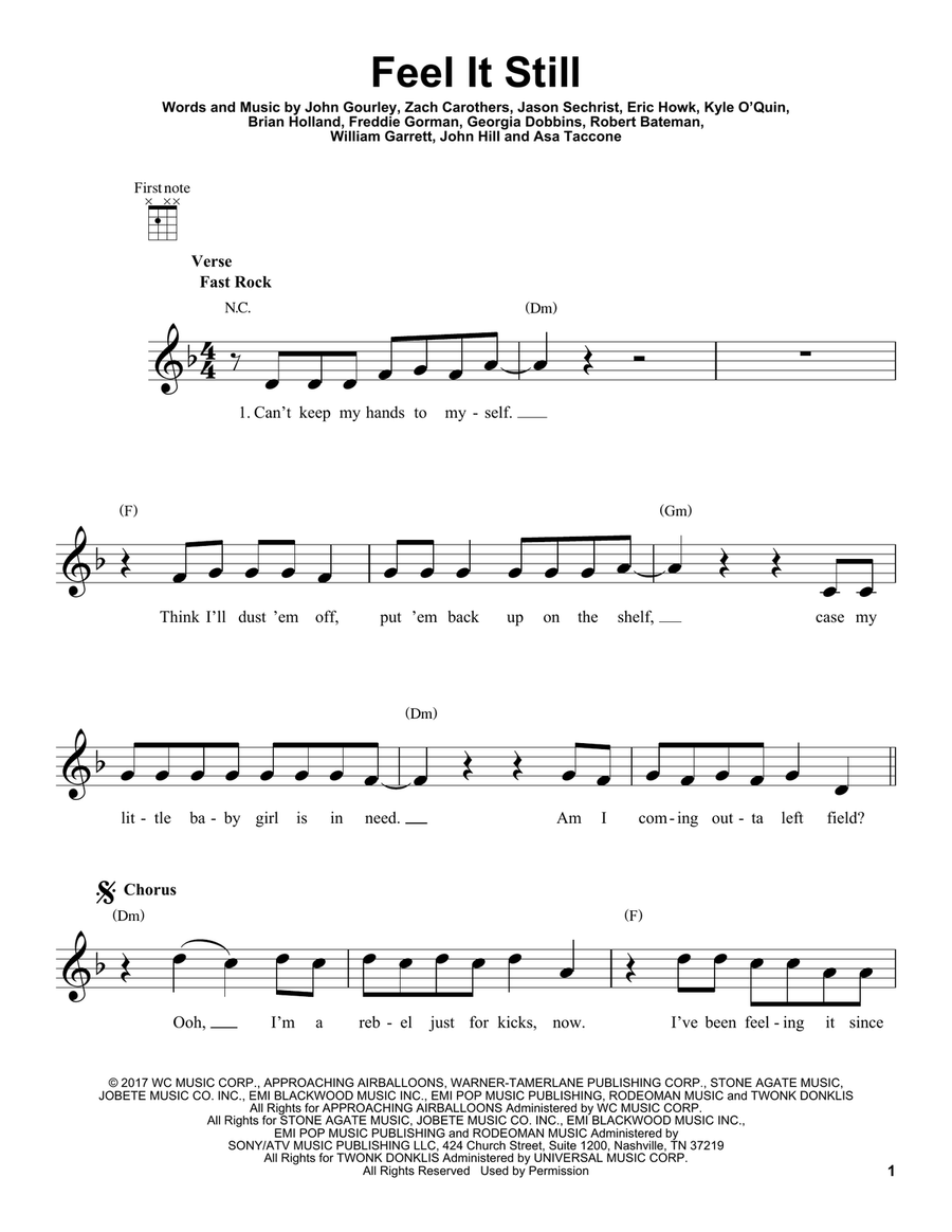 Feel It Still Feel It Still Ukulele scores gallery preview page 1