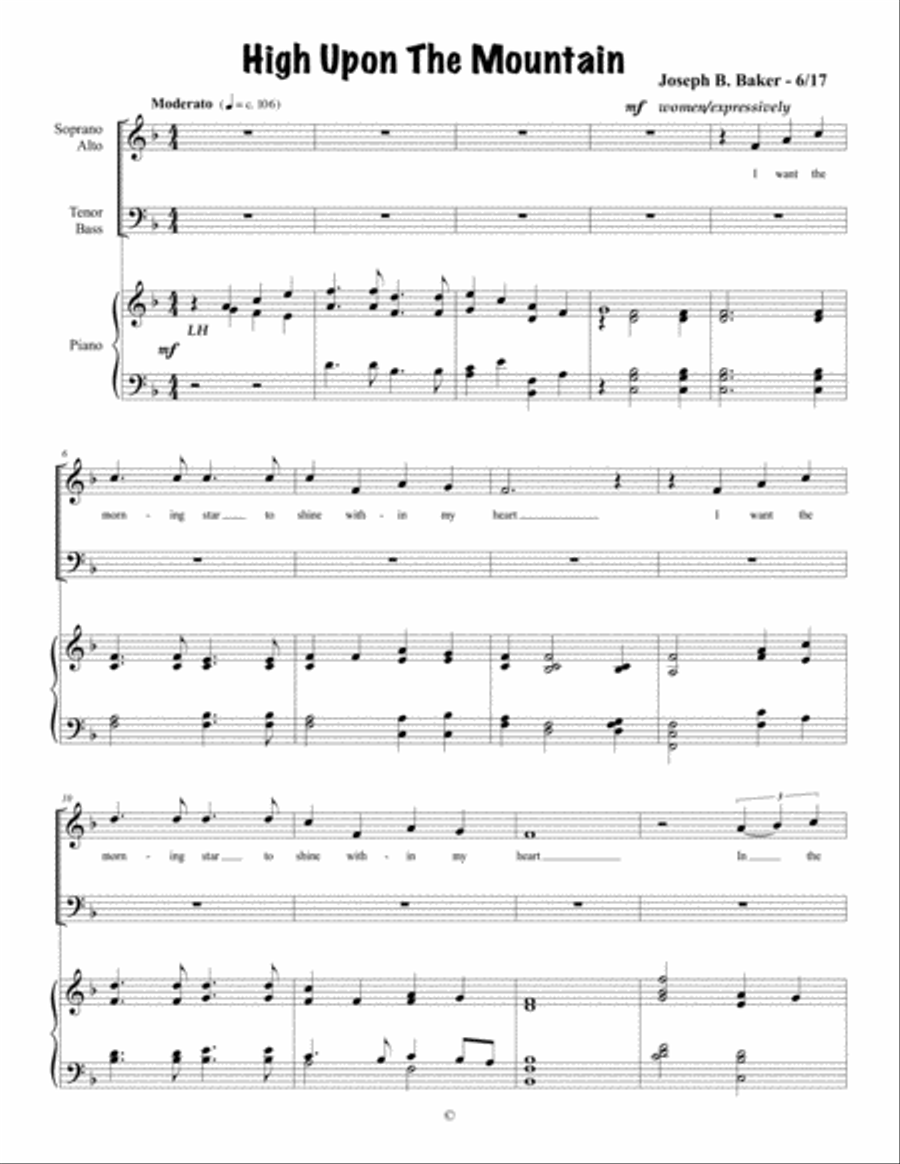 High Upon The Mountain 4-Part scores gallery preview page 1