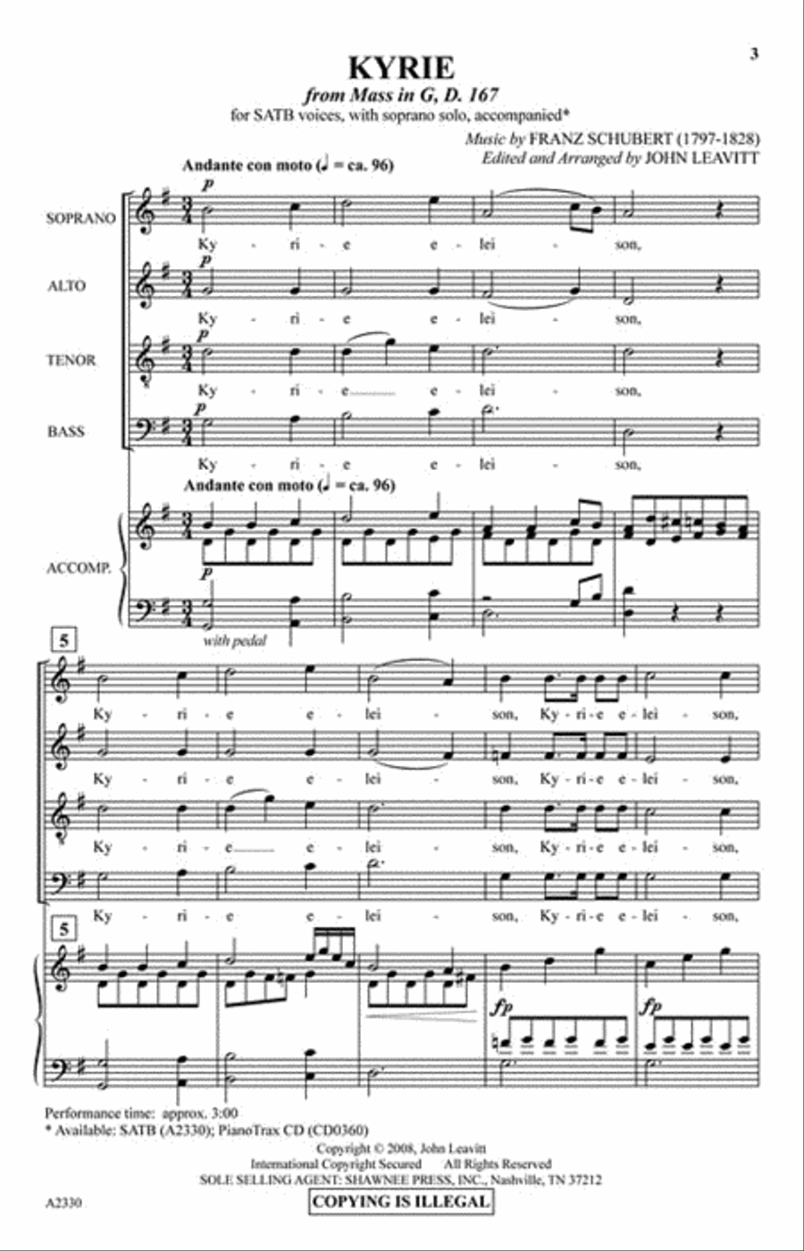 Kyrie (from Schubert's Mass in G) 4-Part scores gallery preview page 2