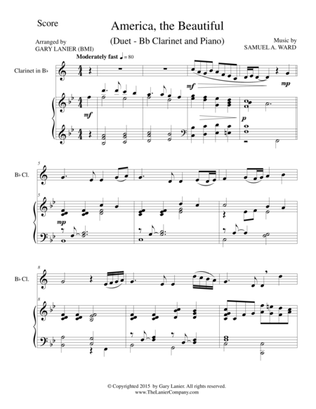 AMERICA, THE BEAUTIFUL (Duet – Bb Clarinet and Piano/Score and Parts)