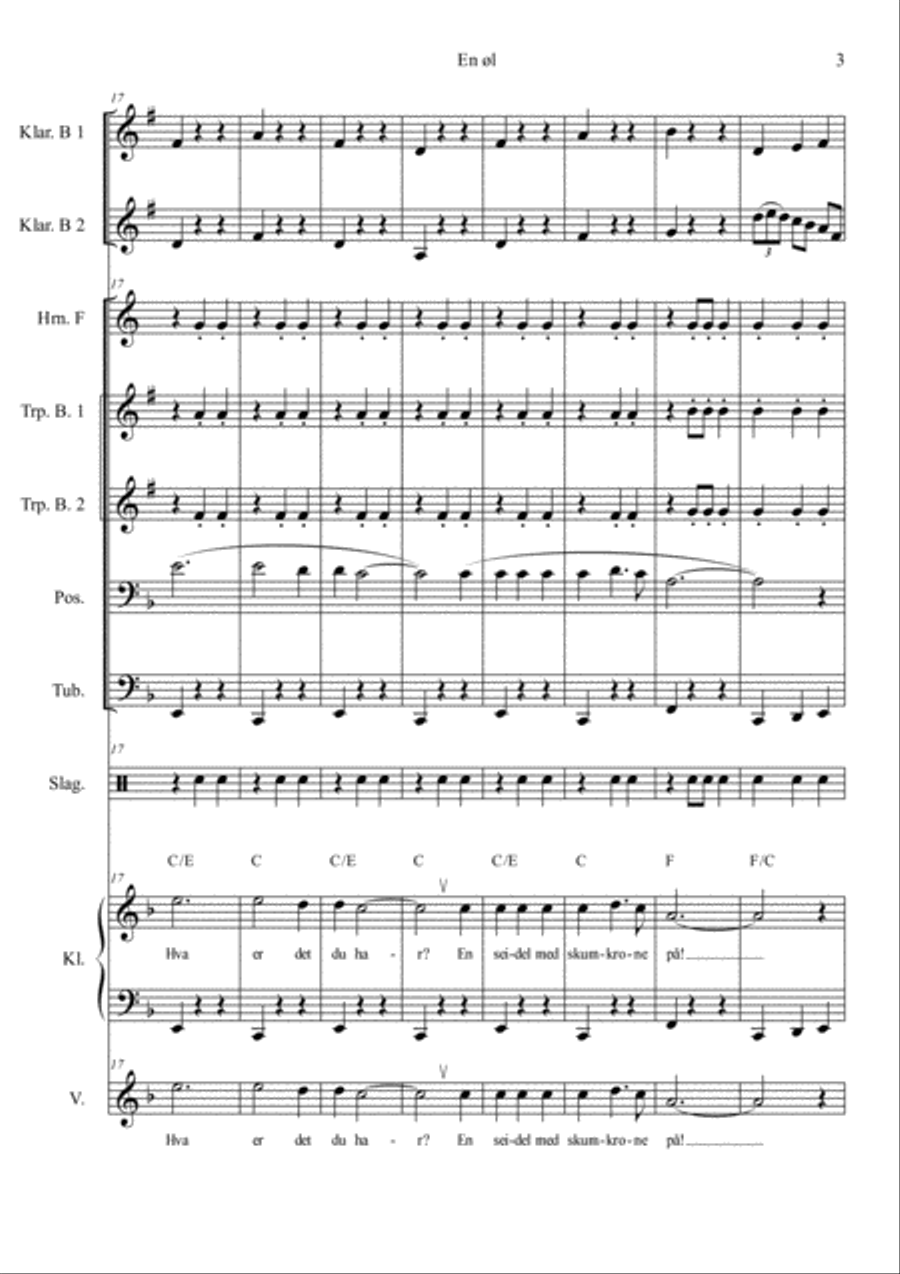 Ein Maß : norsk - En øl - for oktoberfest-orkester med sang-tekst (2min30sek) Piano, Vocal, Guitar scores gallery preview page 6