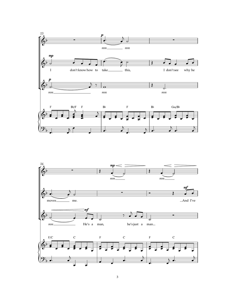 I Don't Know How To Love Him (from Jesus Christ Superstar) (arr. Jeremy Birchall) SSA scores gallery preview page 3
