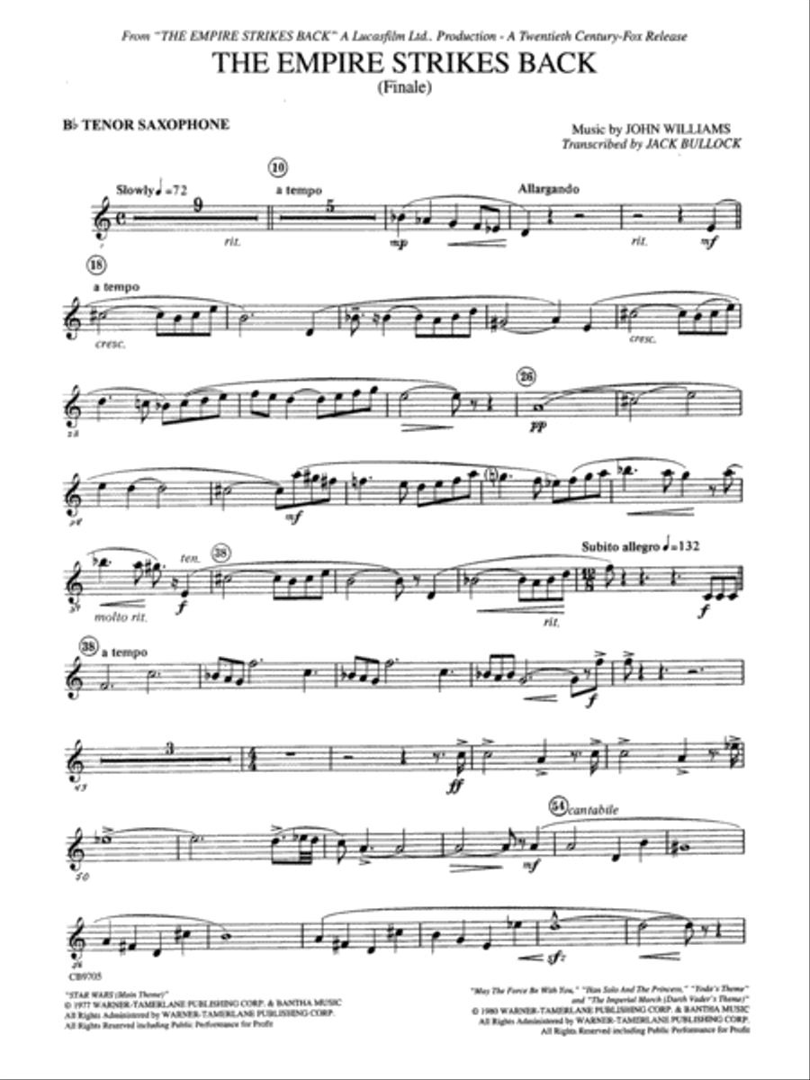 The Empire Strikes Back (Finale): B-flat Tenor Saxophone Concert Band scores gallery preview page 1