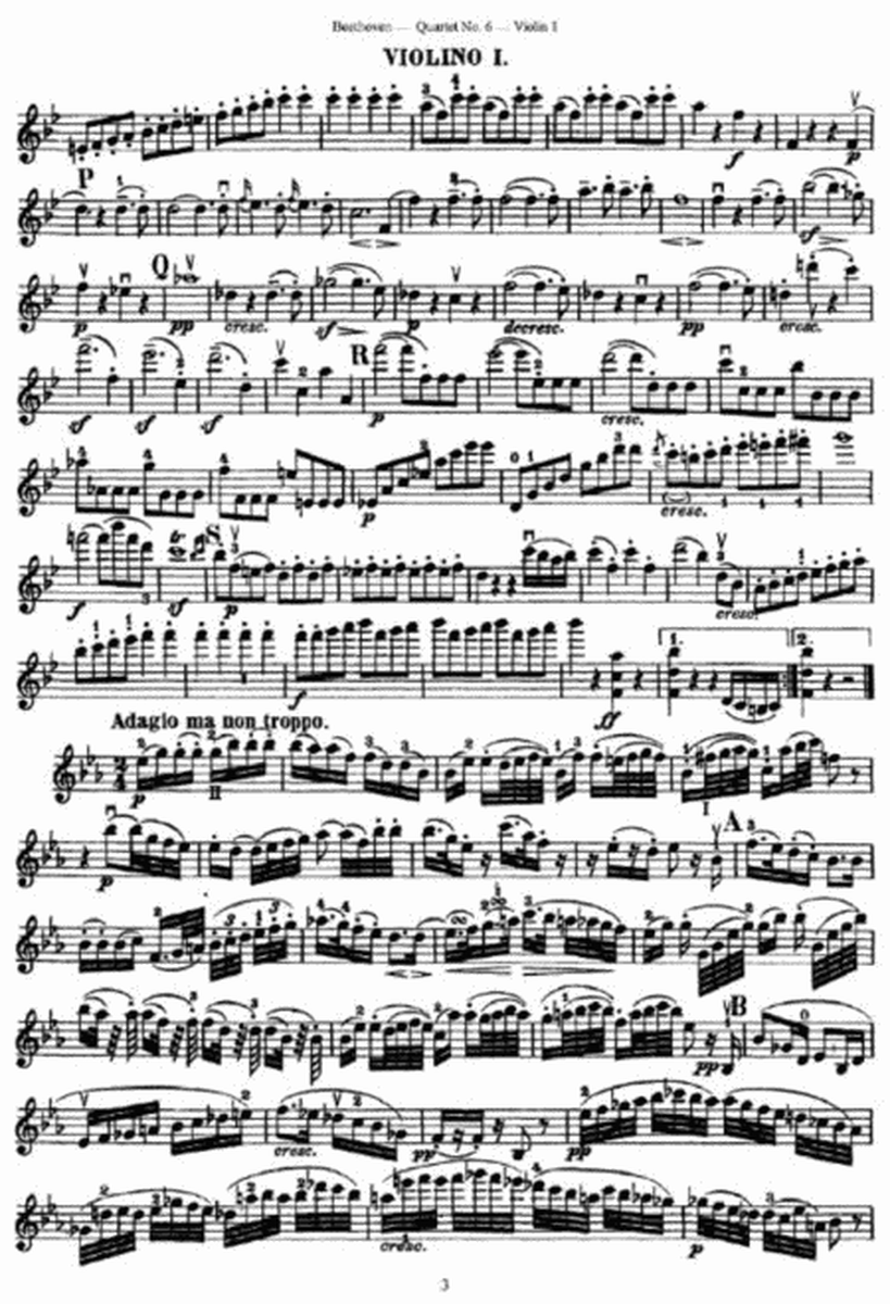 L. v. Beethoven - Quartet No. 6 in F Major Op. 18, No. 6 Violin 1